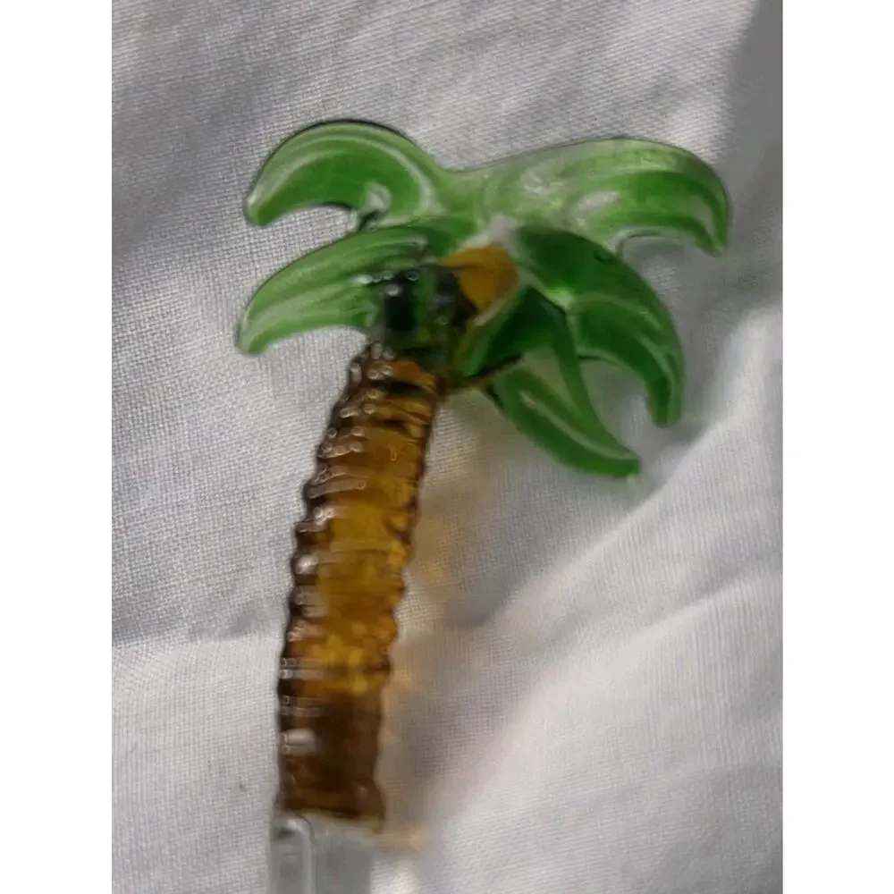 6 Vintage Art Glass Exotic Birds Parrot Palm Tree Dolphin Swizzle Sticks 8